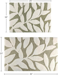Bathroom Rug Set, Sage Green, 2-Piece-Set, 35"x22"/25"x18" view 6