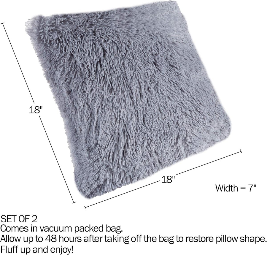 2-Pack Decorative Pillows, 18 x 18, Gray &mdash; Lavish Home