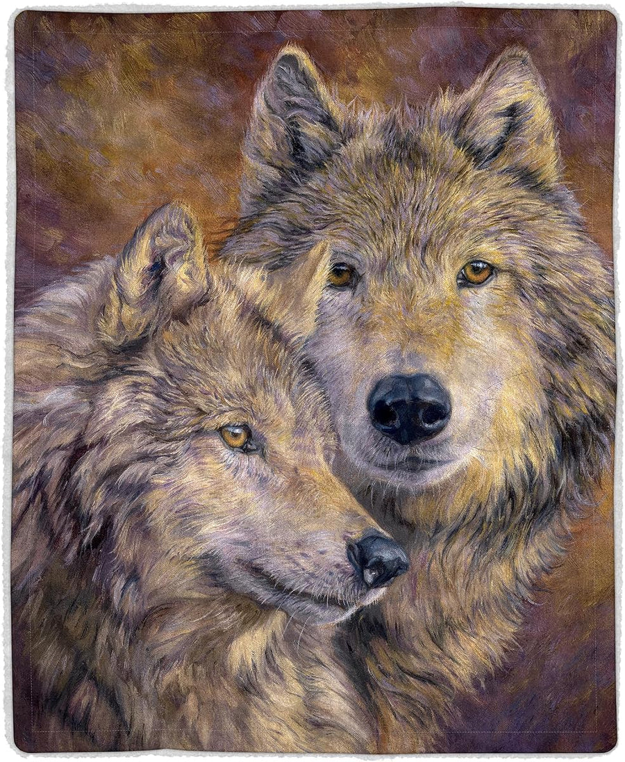 Sherpa Fleece Throw Blanket - Wolf Print Pattern &mdash; Lavish Home