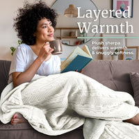 Cable Knit Throw Blanket for Couch, Sofa, or Bed view 5