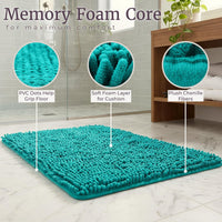 2 Piece Memory Foam Shag Bath Mat - Seafoam view 3