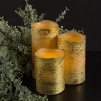 Flameless LED Set of 3 Real Wax Battery Powered Pillar Candles view 6
