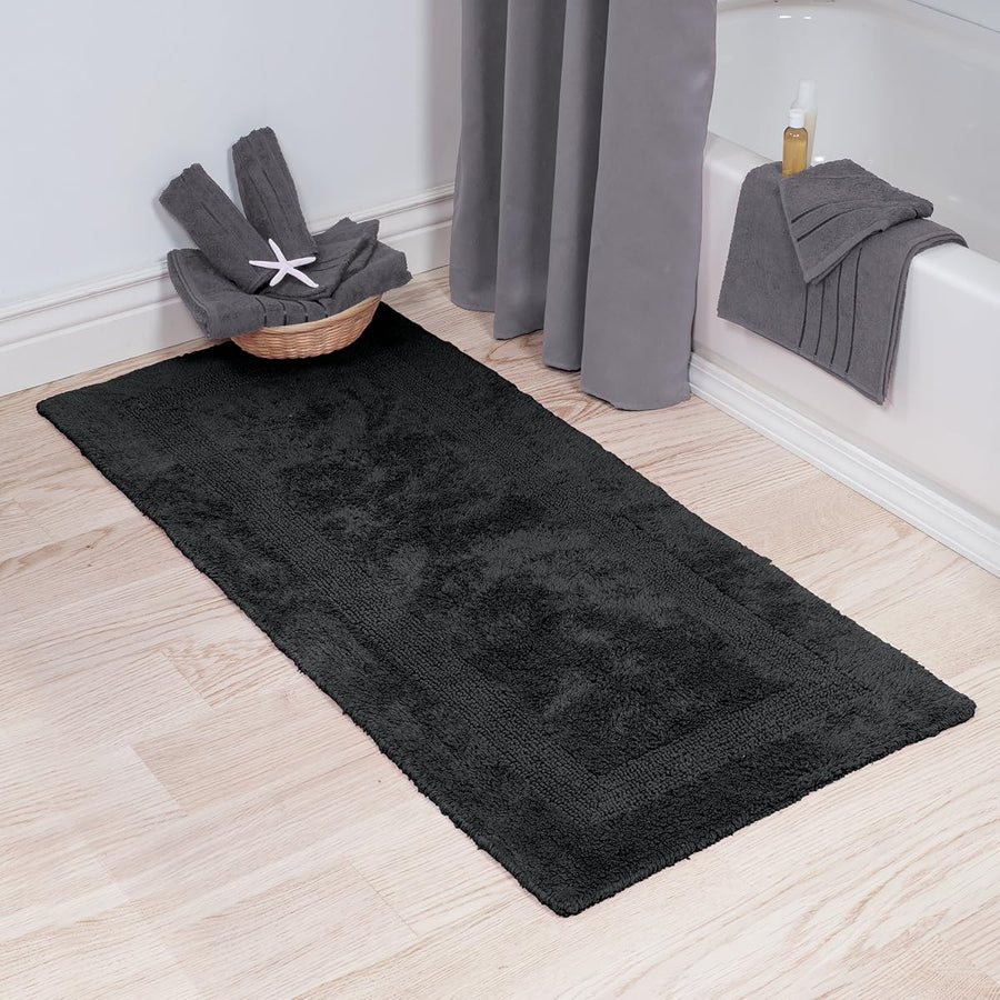 Reversible Long Bath Mat, Black &mdash; Lavish Home