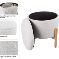 Round Sherpa Storage Ottoman Pouf with Removable Lid view 10