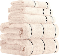 6 Piece Bathroom Towels Set, Bone and Black view 1