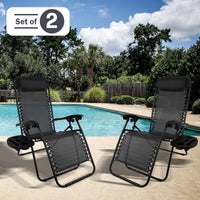 Zero Gravity Chairs - Set of 2 Outdoor Chairs with Side Tables view 2