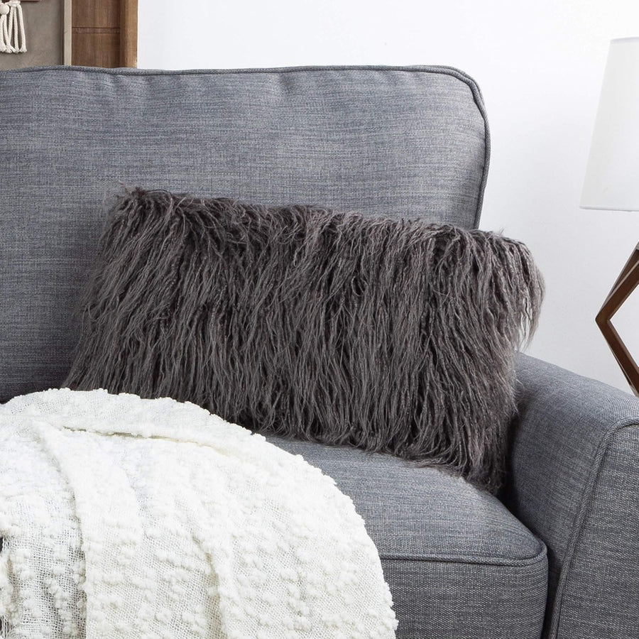 Decorative Pillows, 12 x 20, Charcoal Gray &mdash; Lavish Home