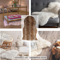 Sheepskin Throw Rug Faux Fur 2x3-Foot High Pile Soft and Plush view 5