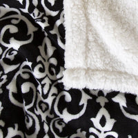Reversible Fleece Blanket, Black/White, 50" x 60" view 3