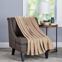 Desert Tan Oversized Microfiber Velvet Solid Polyester Throw view 1