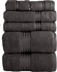 Bathroom Towels Set, Bathroom Accessories, Charcoal, Set, 54.5" x 28" view 1