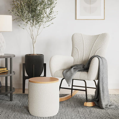 Rocking Chair - Teddy Fabric Upholstered Chair with Padded, Oversized
