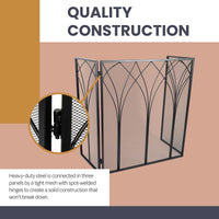 Fireplace Screen - 3 Panel Fireplace Gate with Protective Mesh view 4