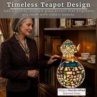 Tiffany Style Teapot Lamp, 10.5" x 7" view 6
