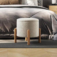 Round Sherpa Storage Ottoman Pouf with Removable Lid view 11