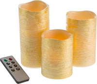 Flameless LED Set of 3 Real Wax Battery Powered Pillar Candles view 1