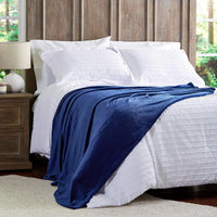 Velvet Throw - Oversized Microfiber Velvet Solid, Midnight Blue view 4