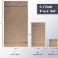 6 Piece Bathroom Towels Set, 28"x54.5"x0.25" view 42