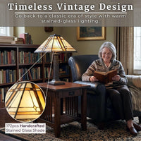 Tiffany Style Table Lamp with Stained Glass Shade, Bronze view 6