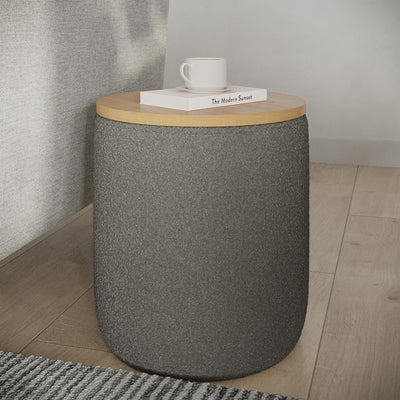 Storage Ottoman - Teddy Fabric Upholstered, 15.7"D x 17"W x 17"H