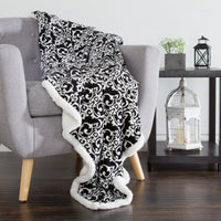 Reversible Fleece Blanket, Black/White, 50" x 60" view 2