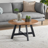 Coffee Table - Industrial Modern Round Table, Walnut & Black view 1