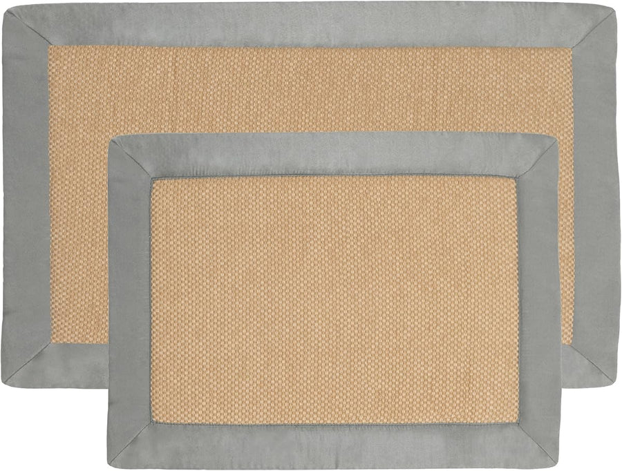 2 pc Memory Foam Bath Mat Set - Faux Linen Fleece - Platinum &mdash; Lavish Home