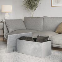 Storage Ottoman - Velvet Tufted Footrest, Linen, 15"D x 30"W x 15"H view 4