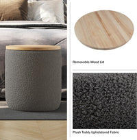 Storage Ottoman - Teddy Fabric, (L) 17” x (W) 15.7” x (H) 17” view 3
