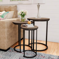 Round Nesting Tables Set of 3, Faux Marble Tabletop, White view 13