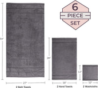 6 Piece Bathroom Towels Set, 12" x 12" view 3