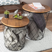 End Tables - Square Nesting Tables Set of 2, Brown Woodgrain view 18
