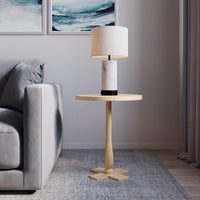 Pedestal Table - Living Room Side Table, Natural, 18"W x 22"H view 2