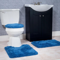 3 Piece Super Plush Non-Slip Bath Mat Rug Set - Navy view 6