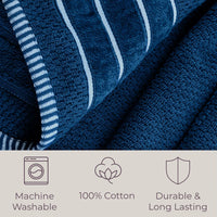 Bathroom Towels Set, Bathroom Accessories, Navy, 27.5"x53.5"x0.25" view 6
