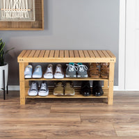 2-Tier Bamboo Shoe Rack/Bench view 6