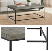 Coffee Table - Industrial Modern Table with Wood Top and Metal view 2