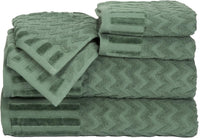 6-Piece Cotton Deluxe Plush Bath Towel Set, Green view 1