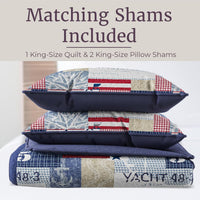 2-Piece Quilt Set - Nautical Americana Patchwork Print view 8