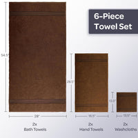 6 Piece Bathroom Towels Set, 28"x54.5"x0.25" view 18
