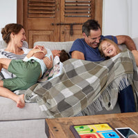 Soft Throw Blanket - Oversized, Vintage-Look, Gray and Tan view 6