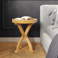 Side Table - Mango Wood Pedestal Table for Couch, Loveseat view 5