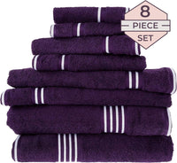 Rio 8 Piece 100% Cotton Towel Set - White & Silver view 45
