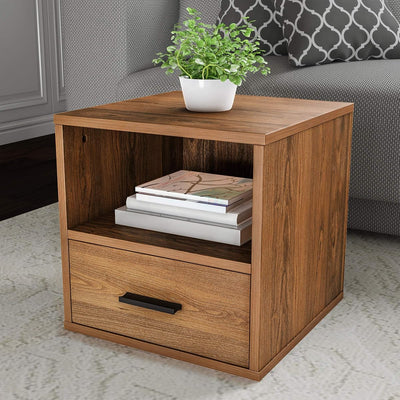 Side Table with Storage, Brown