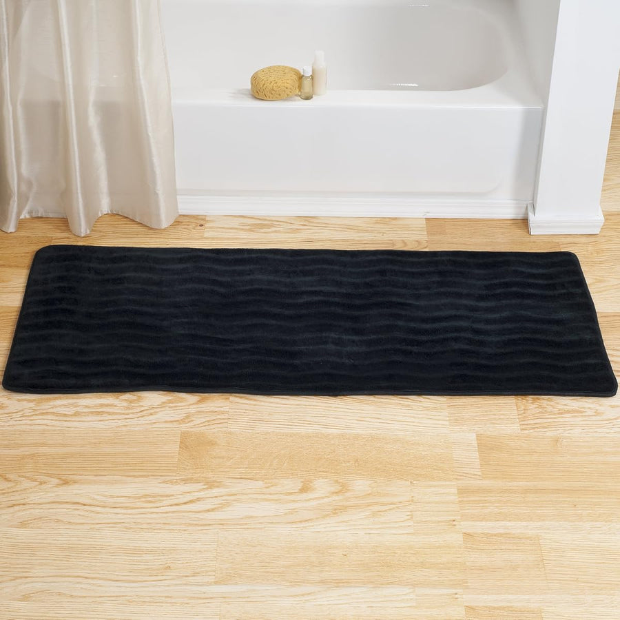 Microfiber Memory Foam Bathmat, Black &mdash; Lavish Home