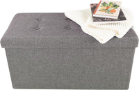 Folding Storage Ottoman - Tufted Footrest, Linen Chest view 16
