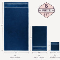 Bathroom Towels Set, Bathroom Accessories, Navy, 27.5"x53.5"x0.25" view 2