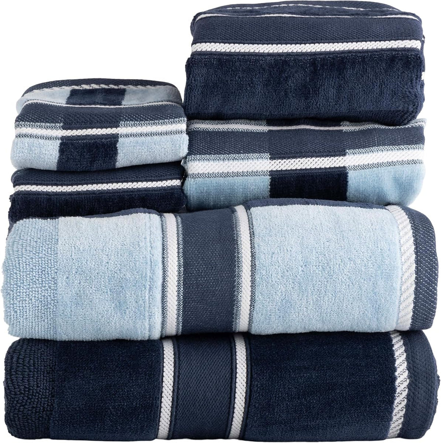 Bathroom Towels Set, Bathroom Accessories, Navy, 6-Piece Towel Set &mdash; Lavish Home