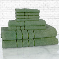 8PC Plush Bathroom Towels Set, Green view 3
