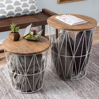 End Tables - Square Nesting Tables Set of 2, Brown Woodgrain view 12